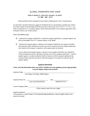 US Passport Application Authorization Letter