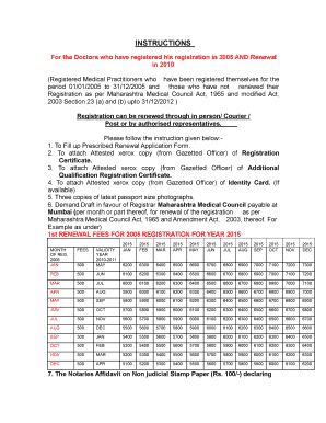 Maharashtra Medical Council Registration Renewal Form