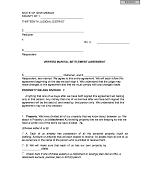 New Mexico Marital Settlement Agreement