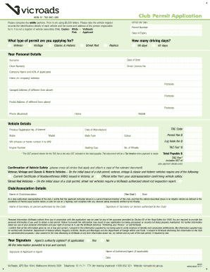 Victoria Club Permit Application