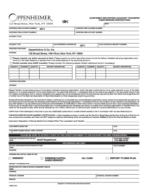 Customer Securities Account Transfer Form