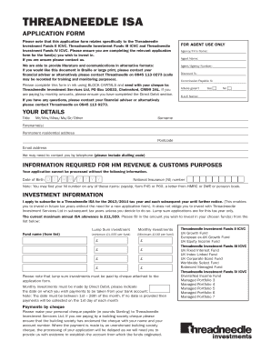 Threadneedle ISA Application Form