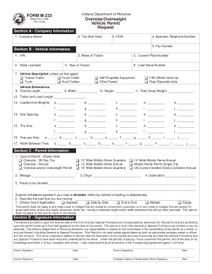 Indiana Oversize Overweight Vehicle Permit