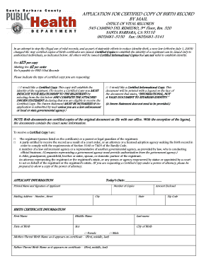 California Certified Copy of Birth Record Application