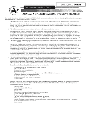 Ankeny Community School District Annual Notice Regarding Student Records