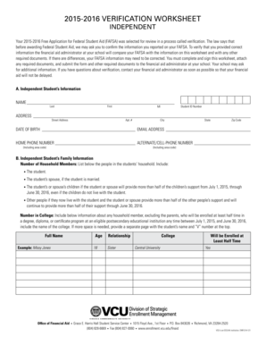 2015-2016 Verification Worksheet