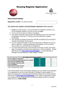 Housing Register Application