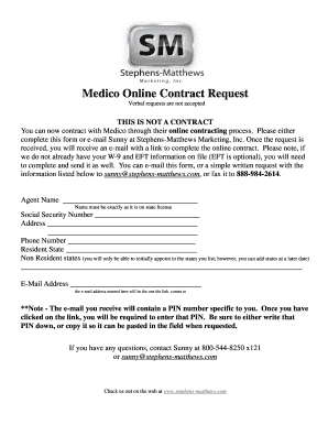 Medico Online Contract Request Form