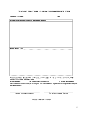 Teaching Practicum Culminating Conference Form