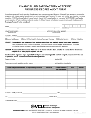 VCU Financial Aid Degree Audit Form