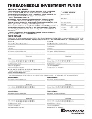 Threadneedle Investment Funds Application Form