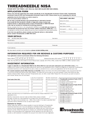 Threadneedle NISA Application Form