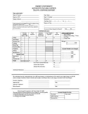 Emory University Travel Expense Report