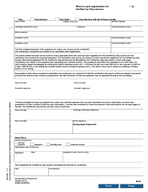 Minor's Card Registration for Verified by Visa