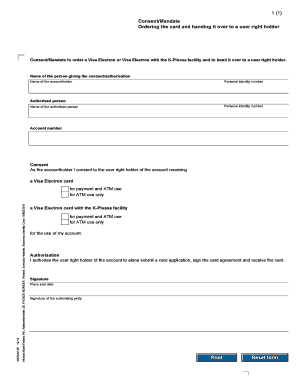 Visa Electron Card Consent Form