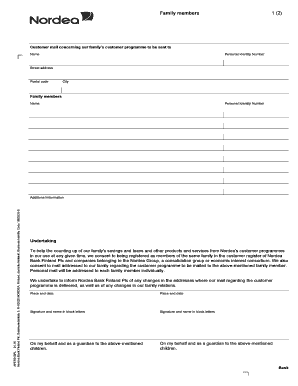 Nordea Family Customer Programme Consent Form