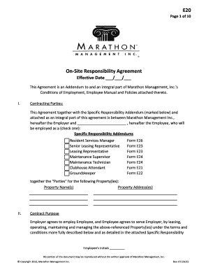 On-Site Responsibility Agreement