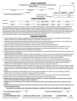 Animal Agreement Form