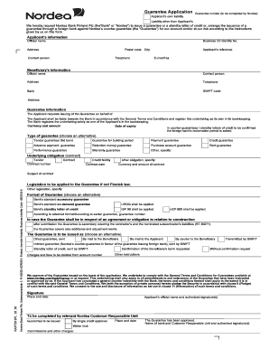 Nordea Guarantee Application Form