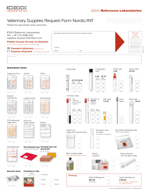 IDEXX Veterinary Supplies Request Form