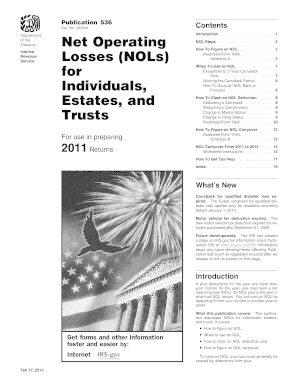 IRS Publication 536 Net Operating Loss