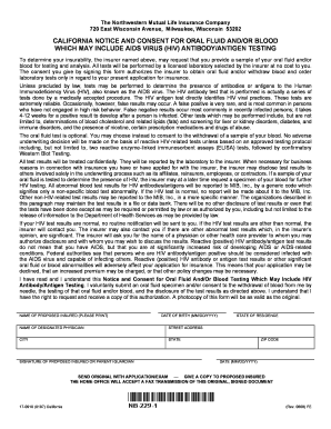 California Notice and Consent for HIV Testing