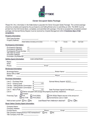 HUD-9548 Owner Occupant Sales Contract