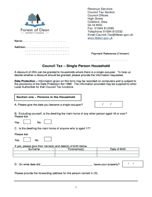 UK Council Tax Discount Application Form