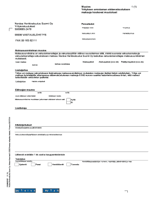 Finnish Company Pension Insurance Payment Change Form