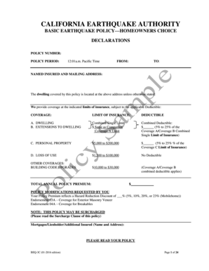 California Earthquake Insurance Policy