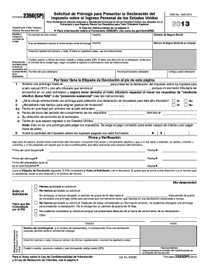 Solicitud de Prórroga para Presentar la Declaración del Formulario 2350(SP)