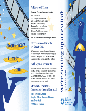 Toronto Jewish Film Festival Donation Form