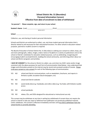 School District No. 51 Personal Information Consent