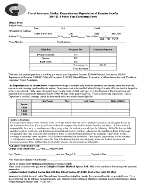 Student Travel Assistance Enrollment Form