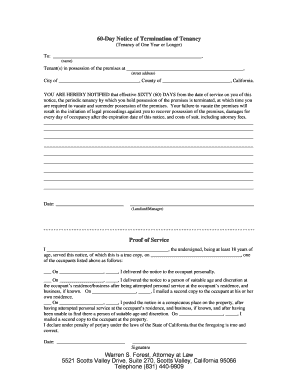 60-Day Notice of Termination of Tenancy