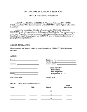 Agency Marketing Agreement