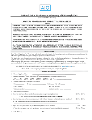 Lawyers Professional Liability Application