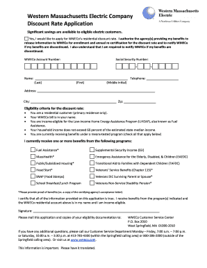 Western Massachusetts Electric Company Discount Rate Application