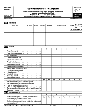 Schedule K Form 990 Supplemental Information on Tax-Exempt Bonds