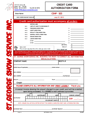 Credit Card Authorization Form
