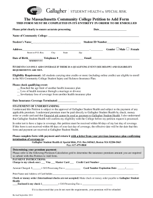 Massachusetts Community College Petition to Add Form