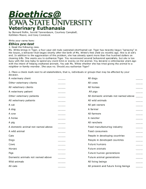 Veterinary Euthanasia Ethics Pre-Test