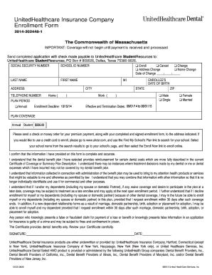 UnitedHealthcare Student Dental Enrollment Form
