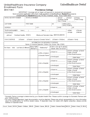 UnitedHealthcare Student Dental Enrollment Form