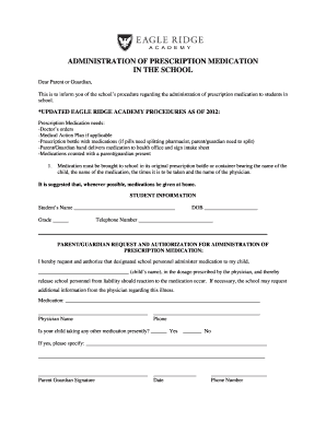 School Medication Authorization Form