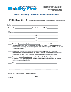 Medical Necessity Letter for a Medical Knee Scooter