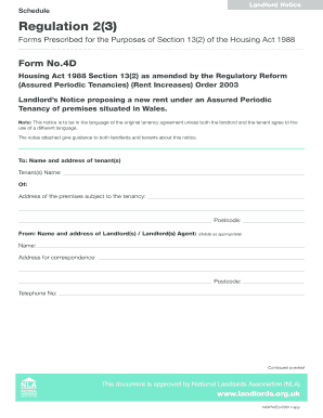 Landlord Notice for Rent Increase
