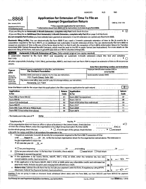 IRS Form 8868 Application for Extension of Time To File an Exempt Organization Return