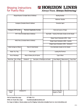 Shipping Instructions for Puerto Rico