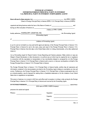 Power of Attorney for Export Control